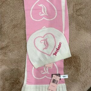 Angel Pink and White Kids Beanie and Scarf Set